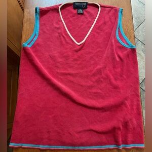 Pink and blue v neck sleeveless top